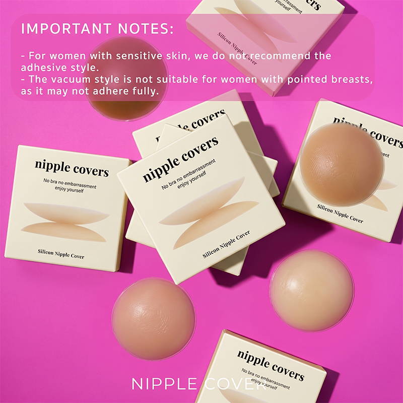 Strapless Bra Adhesive - 女性用目に見えない粘着式ニップルカバー2枚組、超薄型通気性シリコンパッチ、肌に優しい、防水