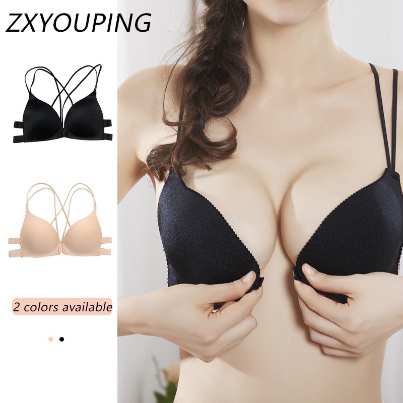 Wirefree Bra Comfort - ワイヤーなしの腕立て伏せブラ,三角カップ,フロントバックル,薄い下着,スポーツ,セクシーな快適さ,ファッション,1ピース