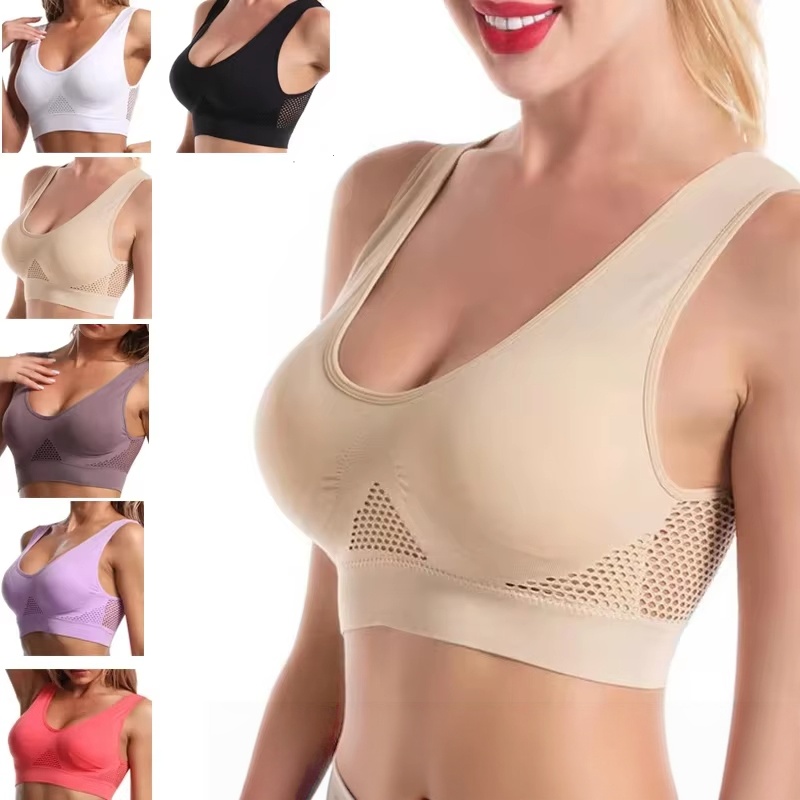 Full Coverage Bra - プラスサイズ 1枚入り レディーススポーツブラ 大きいサイズ スチールリングなし シームレス下着