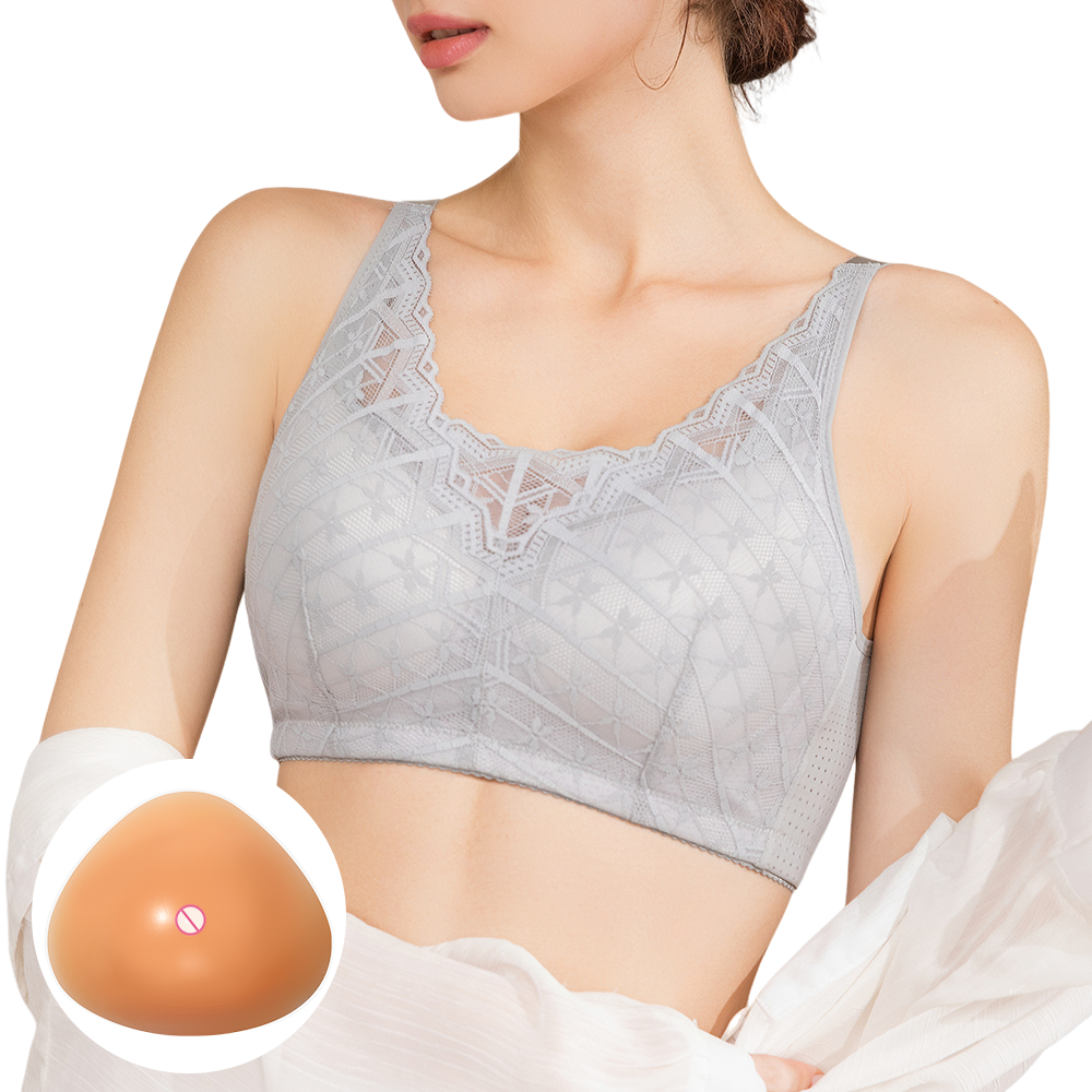 Mastectomy Bra Pocket - 乳房切除手術後のシリコン製人工乳房を装着するためのブラジャー、胸の補正用ポケット付き下着