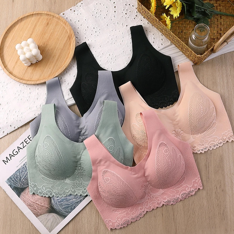 Underwire Bra Padded - 女性のための通気性のあるラテックスブラ,シームレスな下着,パッド付きのセクシーな腕立て伏せブラレット,レースの睡眠トップ,快適なベスト,ブラ
