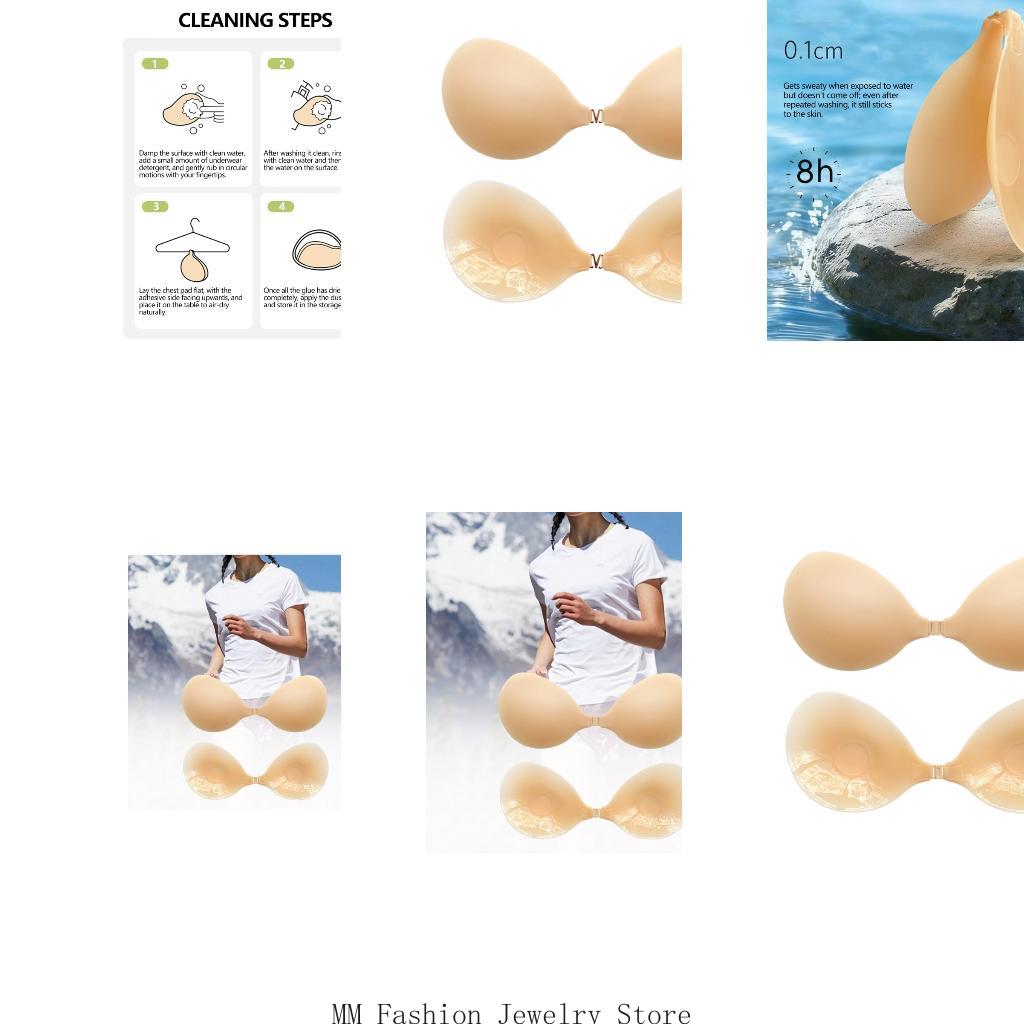 Push Up Bra Silicone - Stickys バックレスプッシュアップブラジャー ストラップレス粘着ブラジャー 再利用可能なシリコンブラ 目に見えないリフティング粘着ブラジャー レディース用