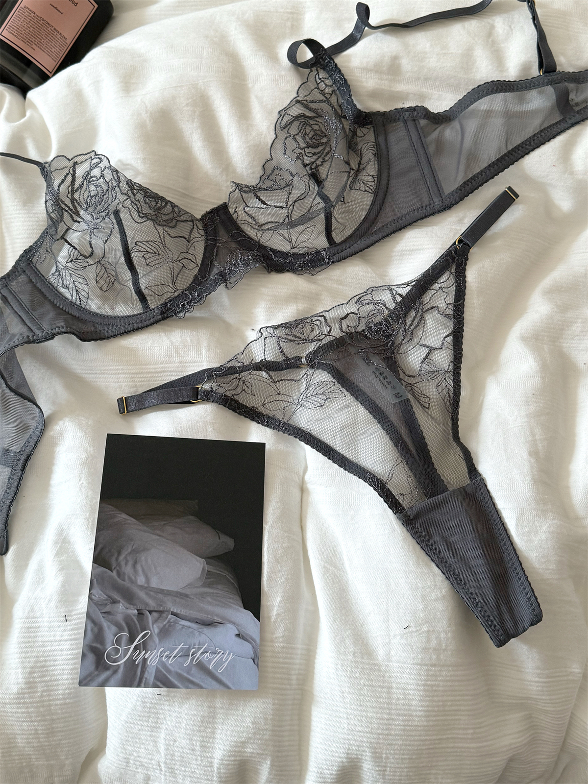 Cotton Bra Everyday - レース刺embroideredフラワー下着セット、メッシュランジェリー、薄いセクションのパンティー、通気性のあるブラレット、セクシーなブラ、大きな胸