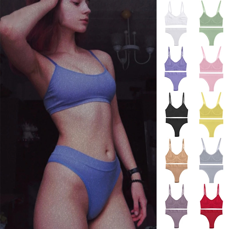 Cotton Bra Everyday - 女性のためのセクシーなランジェリーセット,さまざまなパターンのフェミニンな下着,伸縮性のあるベーシックなタンクトップ