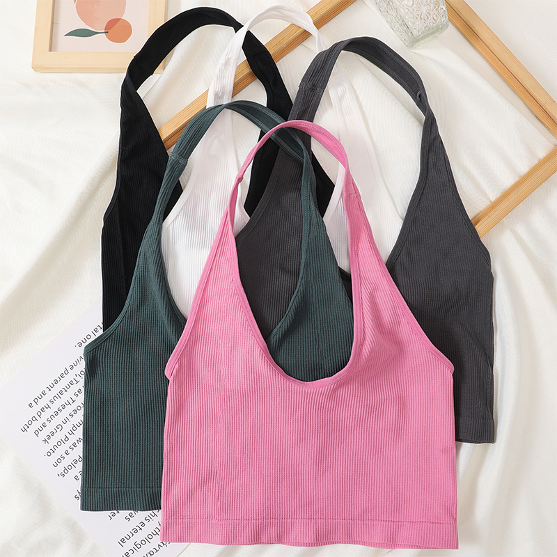 T Shirt Bra Seamless - 女性のためのセクシーなホルターネックトップ,裸の肩のタンクトップ,シームレスなプランジング,下着,キャミソール