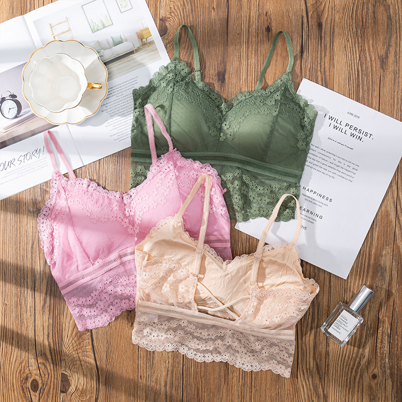 Lace Bralette Set - シームレスな3Dレースのランジェリー,ホルタートップ,腕立て伏せ,ストラップレス,女性の下着