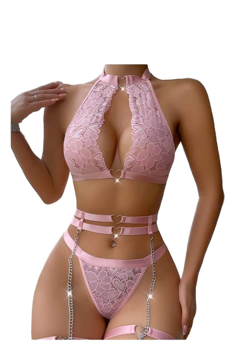 セクシーなランジェリーセット、プッシュアップレースガーターラ - Minimizer Bra Women のレビューと価格