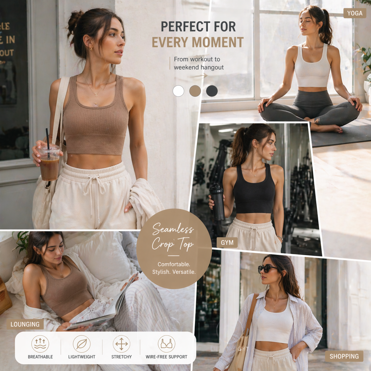 女性用シームレスリブ編みクロップトップワイヤレススポーツブラ - T Shirt Bra Seamless のレビューと価格