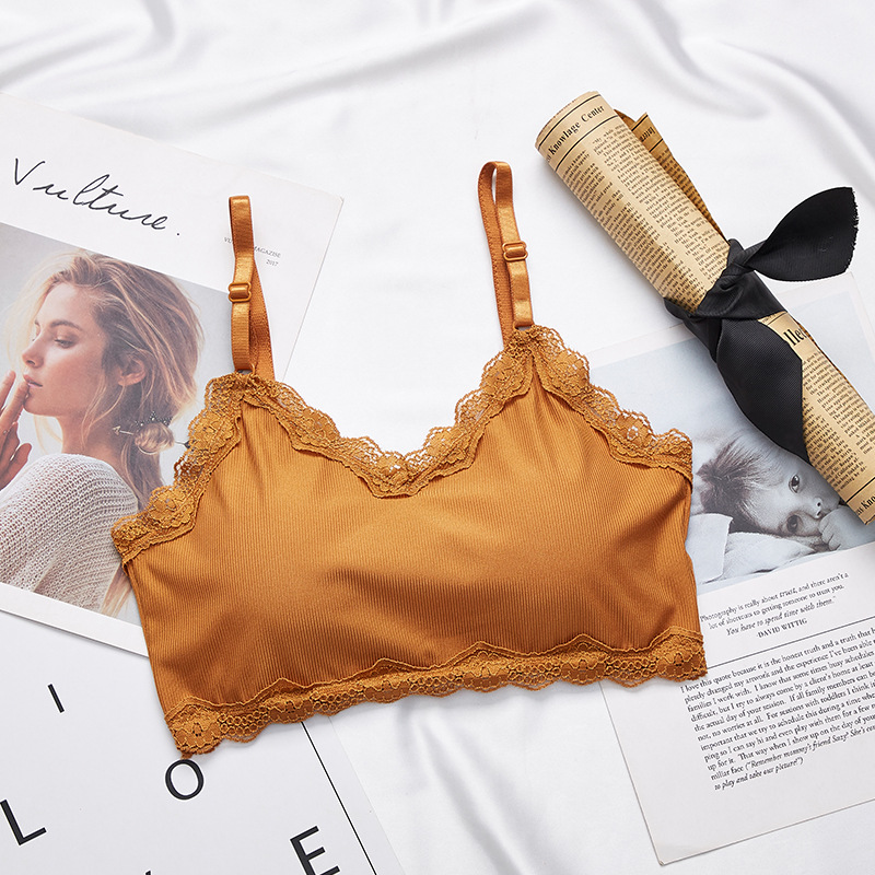 レーストリムチューブトップ レディースブラ クロップトップ  - Lace Bralette Set のレビューと価格