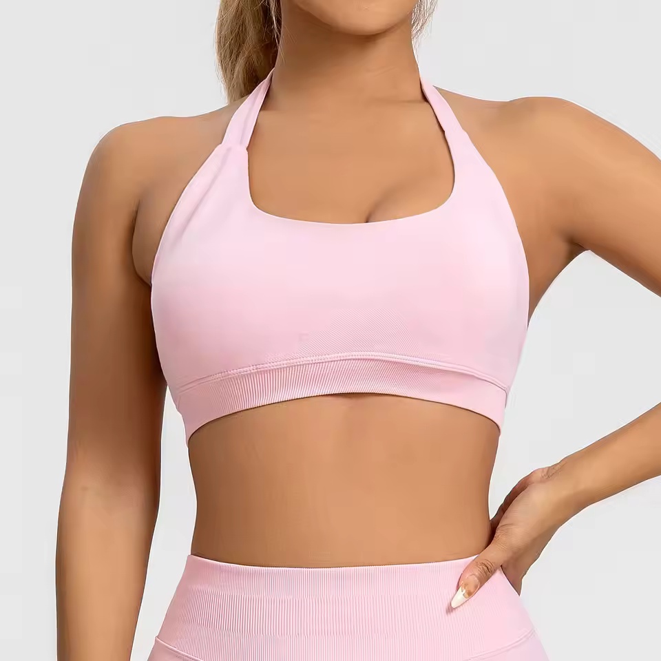 スポーツブラ レディース シームレス ホルターネックトップ  - Minimizer Bra Women のレビューと価格