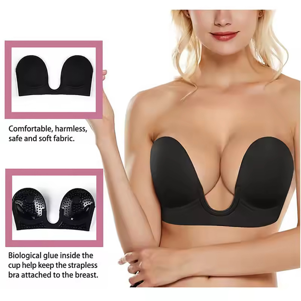 粘着ブラジャー ディーププランジ ストラップレス プッシュア - Backless Bra Sticky のレビューと価格