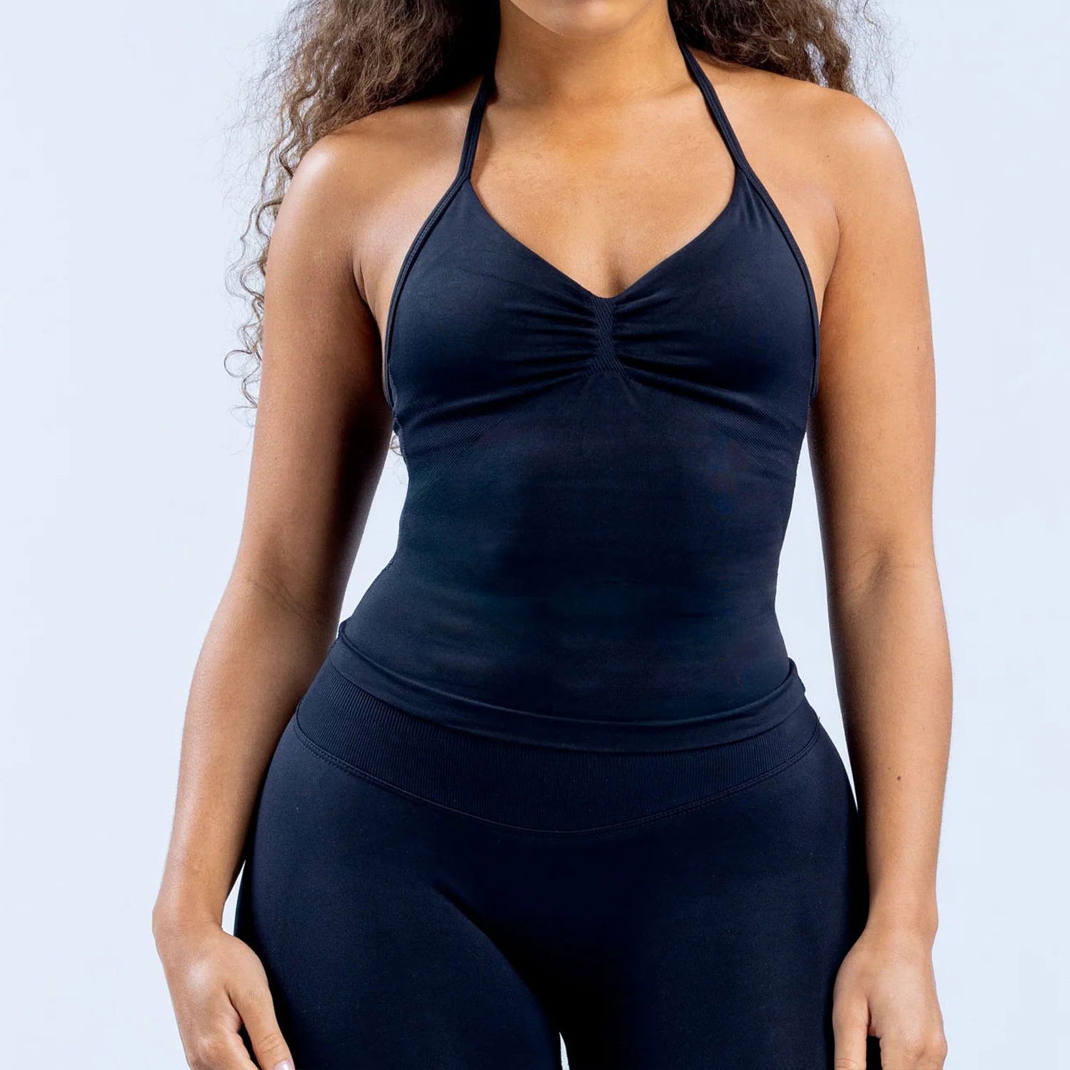 女性用ホルターネックヨガタンクトップ、フロントシャーリングシ - T Shirt Bra Seamless のレビューと価格