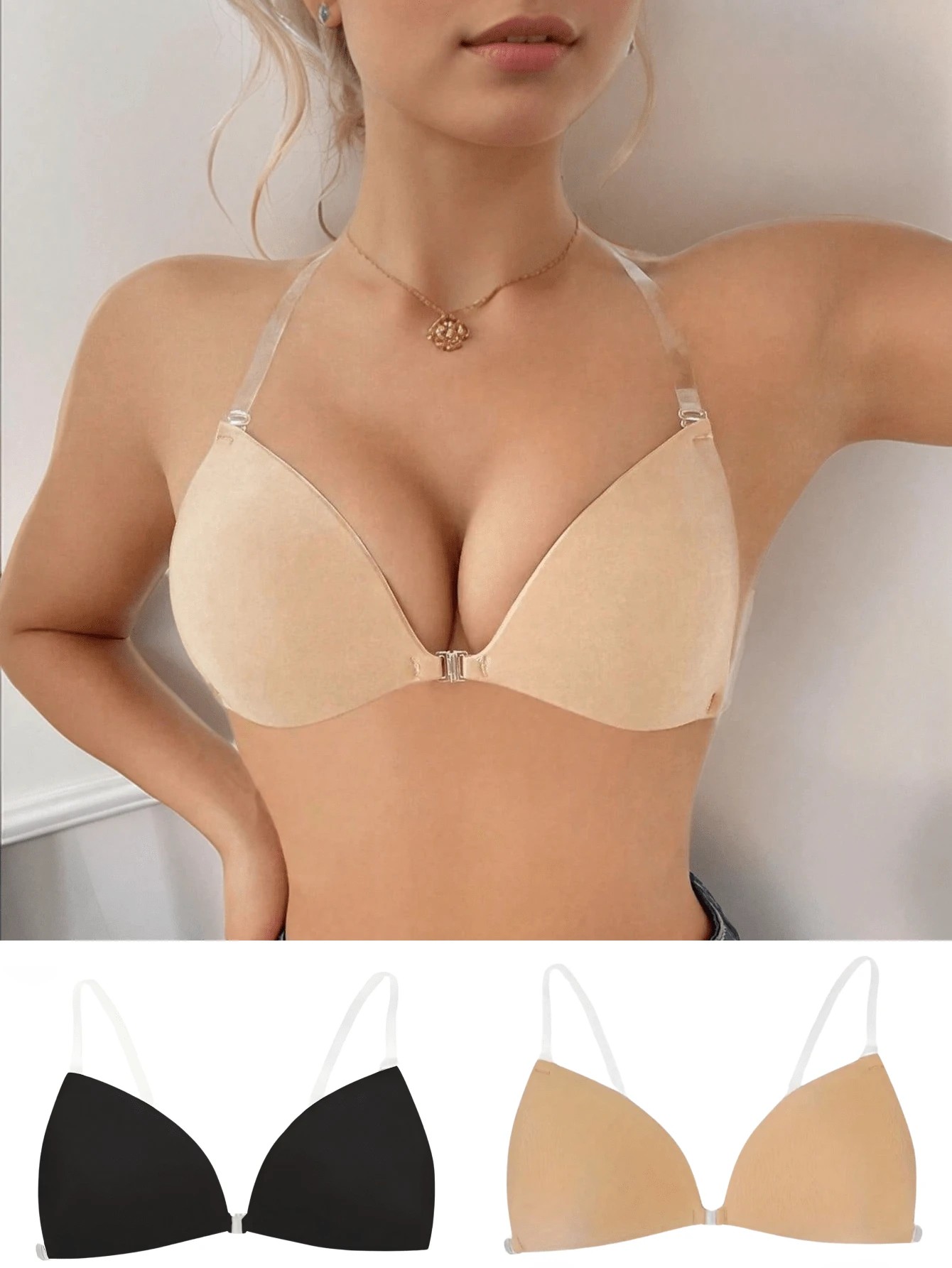 女性用粘着ブラ、背中見せウェディングドレス用、シリコン製プラ - Backless Bra Sticky のレビューと価格