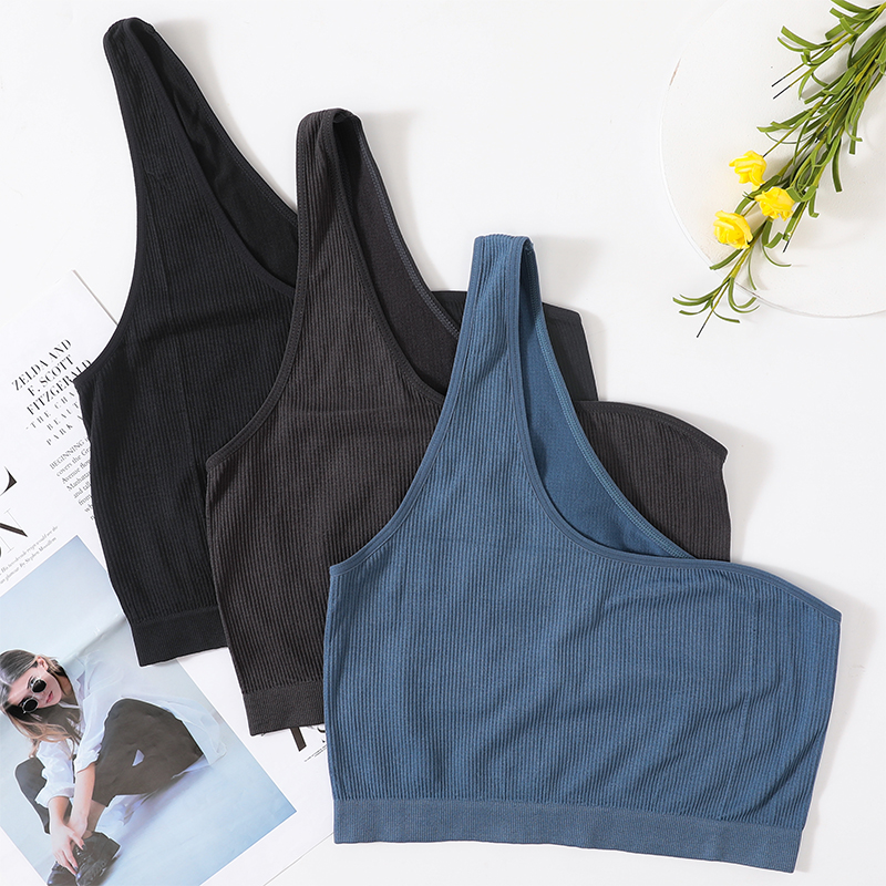 女性用ワンショルダータンクトップ、シームレス下着、ブラ、クロ - T Shirt Bra Seamless のレビューと価格