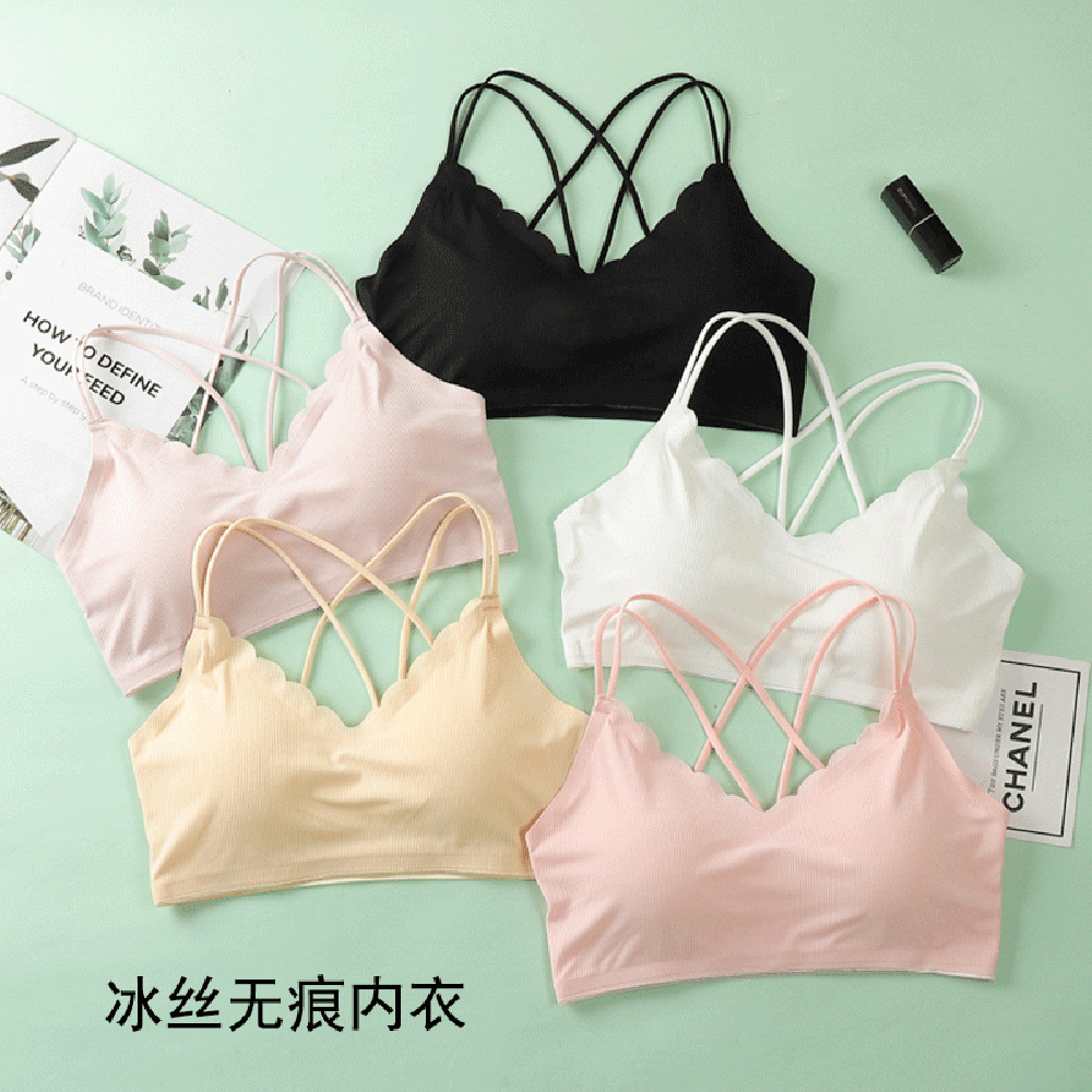 女性のためのセクシーな3Dスポーツブラ,シームレス,ストラッ - Lace Bralette Set のレビューと価格