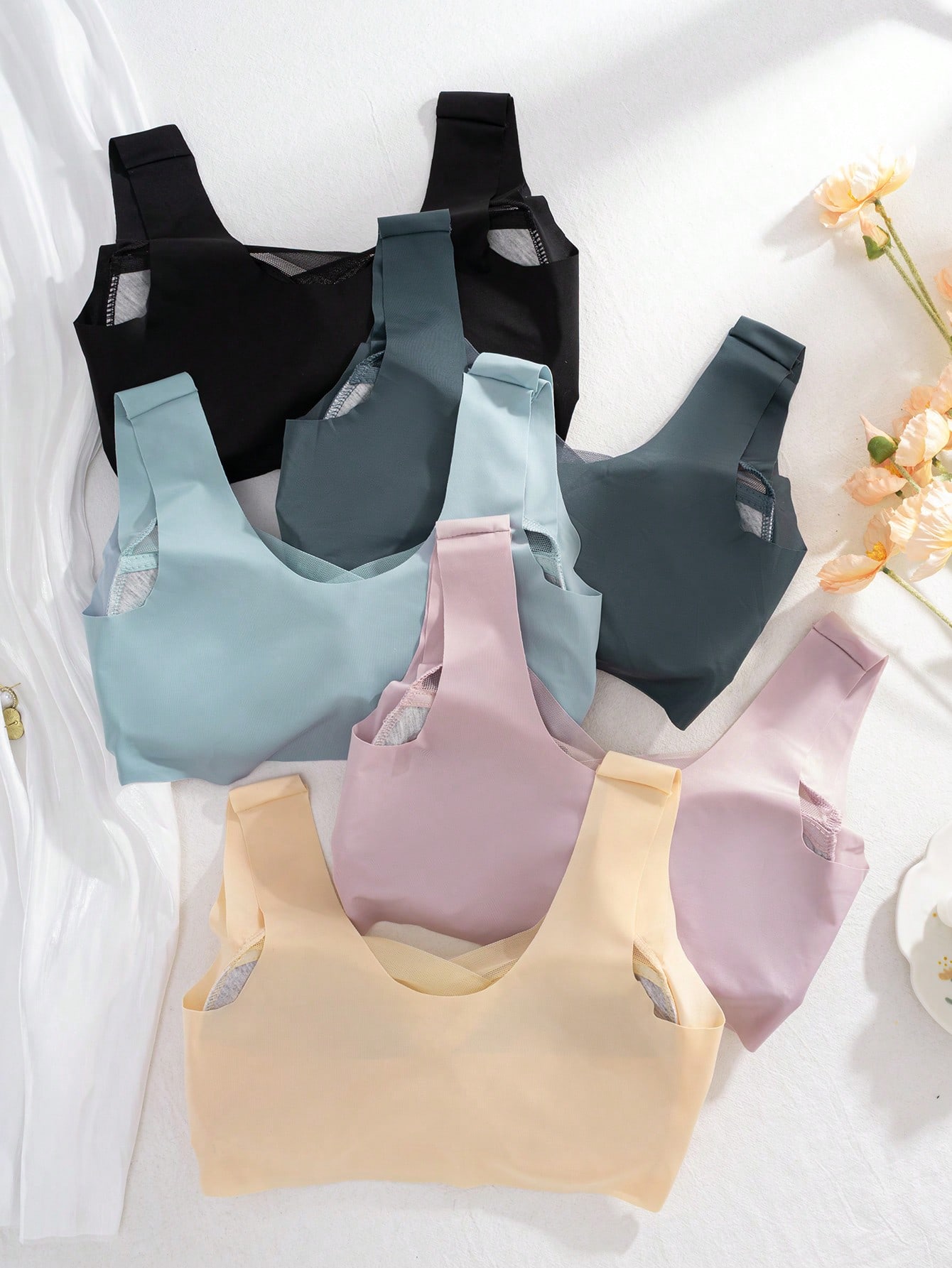 5 個入り女性用シームレスアイスシルクワイヤレスブラ、V ネ - Sleep Bra Bralette のレビューと価格