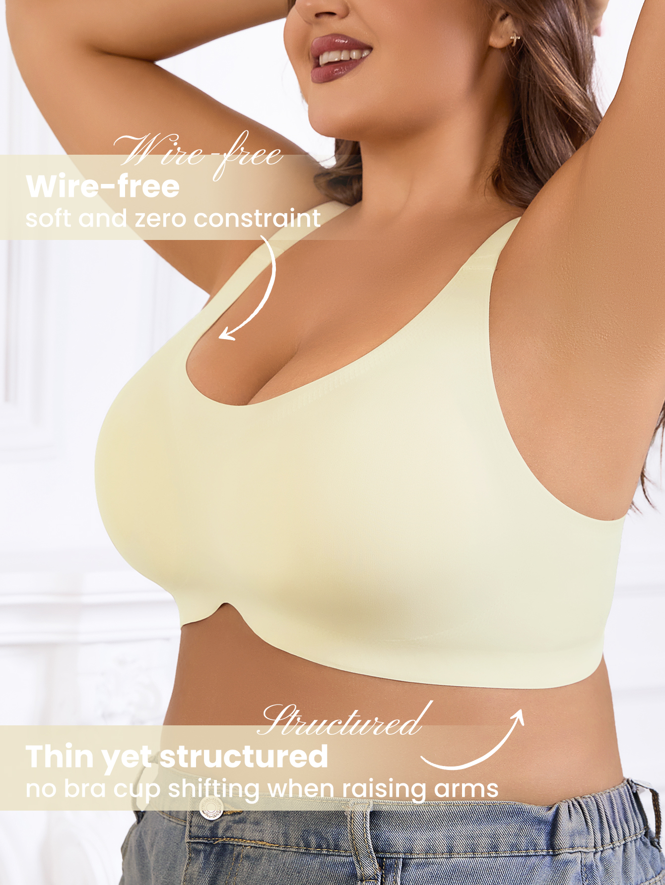 プラスサイズの女性用ソリッドカラーデイリーコンフォートヨガス - Wirefree Bra Comfort のレビューと価格