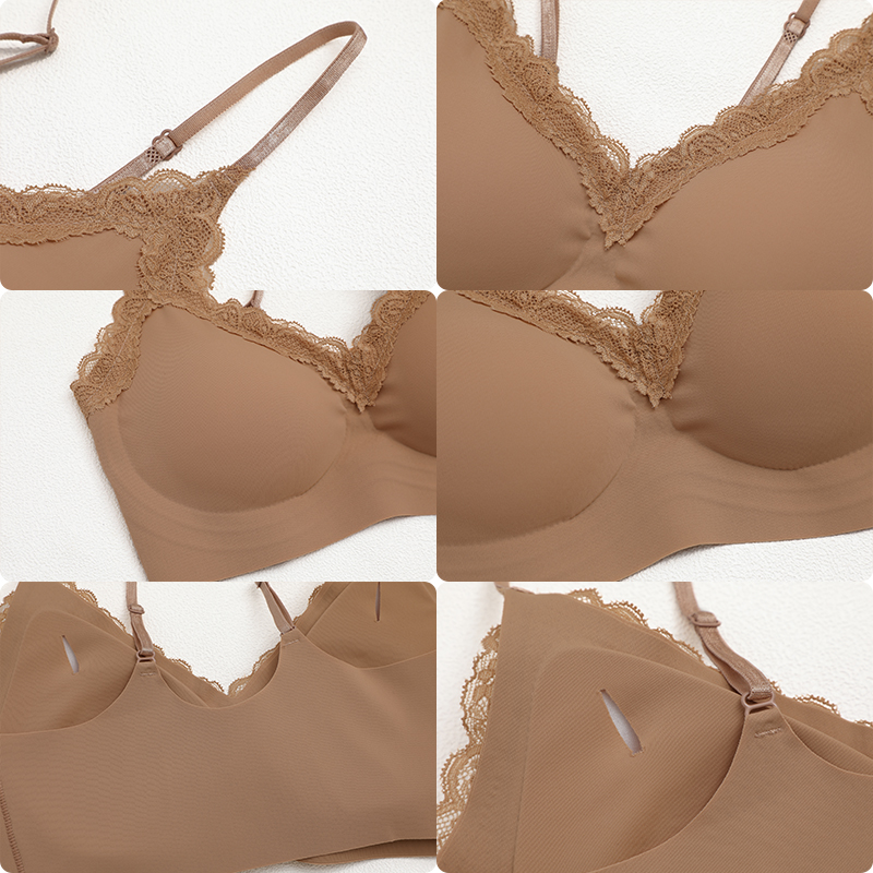 ワイヤーフリーシームレスブラレット 女性用 Vネック 花柄レ - Sleep Bra Bralette のレビューと価格