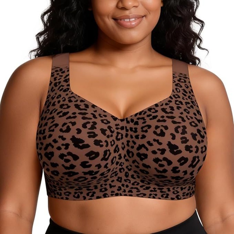 レオパード柄ゼリーブラ ノンワイヤー プッシュアップ ワイヤ - Minimizer Bra Women のレビューと価格