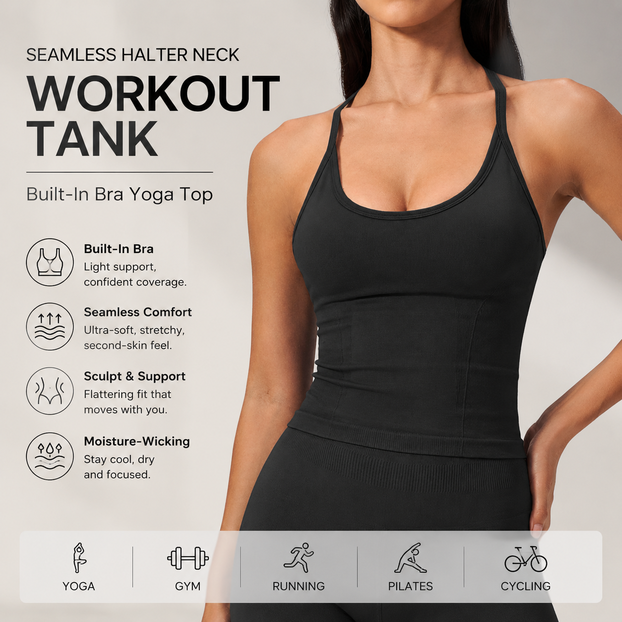 高級2in1ヨガタンクトップ（内蔵ブラ付き）レディースプレミ - T Shirt Bra Seamless のレビューと価格