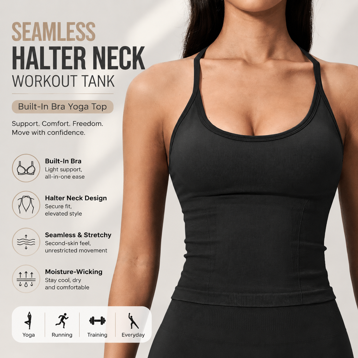 高級2in1ヨガタンクトップ（内蔵ブラ付き）レディースプレミ - T Shirt Bra Seamless のレビューと価格