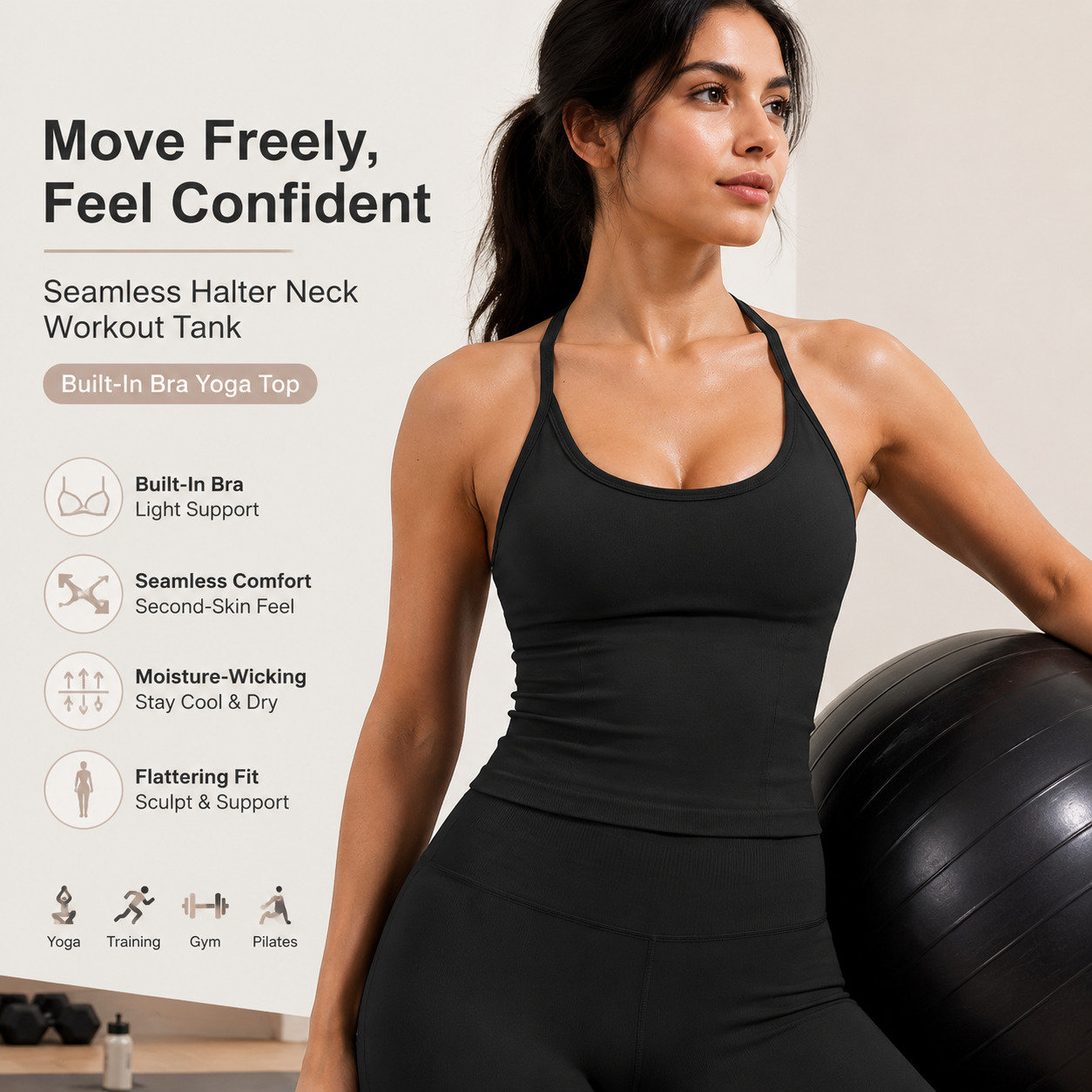 高級2in1ヨガタンクトップ（内蔵ブラ付き）レディースプレミ - T Shirt Bra Seamless のレビューと価格