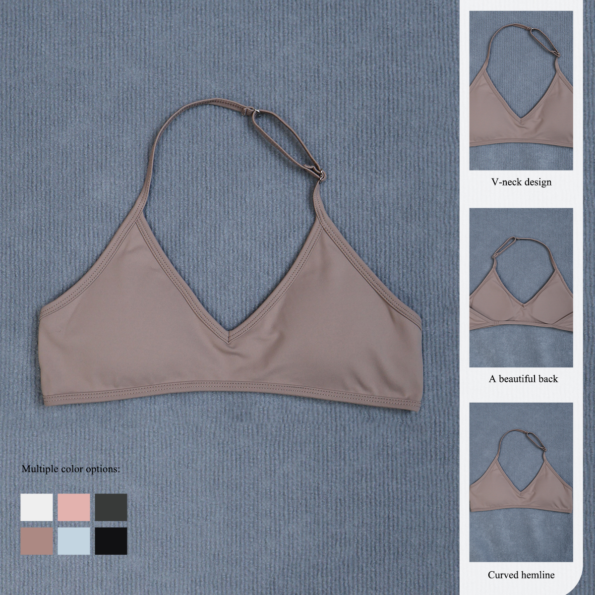 女性用サマーホルターネックパッド入りスポーツヨガブラ、衝撃吸 - Sports Bra Racerback のレビューと価格