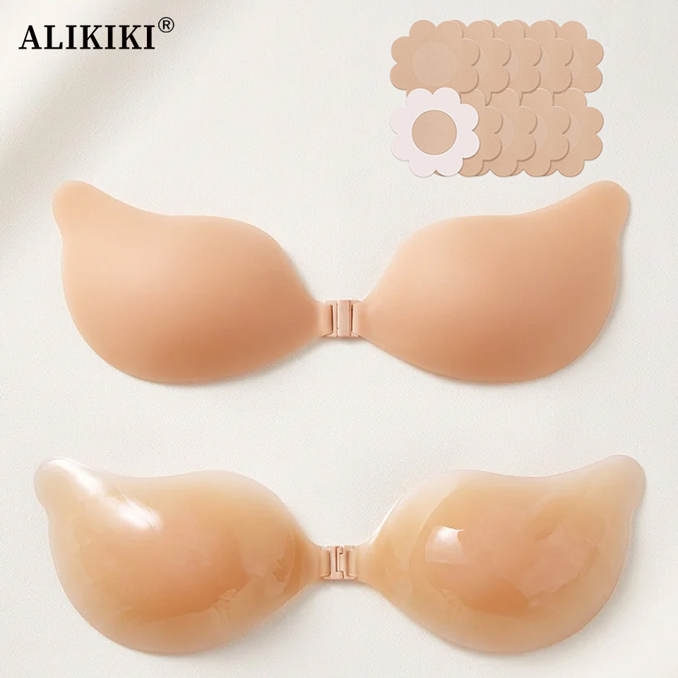 粘着シリコンプッシュアップブラ 再利用可能 見えない粘着ブラ - Backless Bra Sticky のレビューと価格