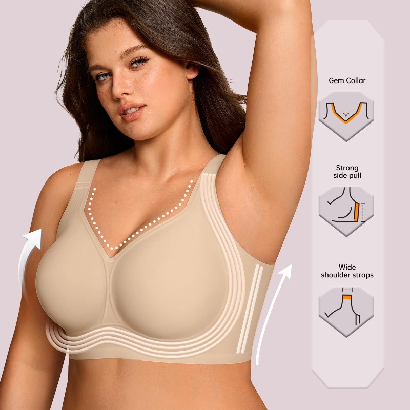 プラスサイズ ワイヤレス ジェリーブラ レディース サポート - Minimizer Bra Women のレビューと価格