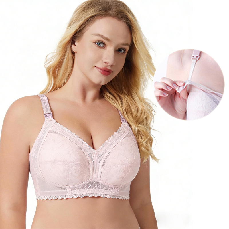 プラスサイズ EFGカップ レーストリム マタニティ授乳ブラ - Nursing Bra Clip のレビューと価格