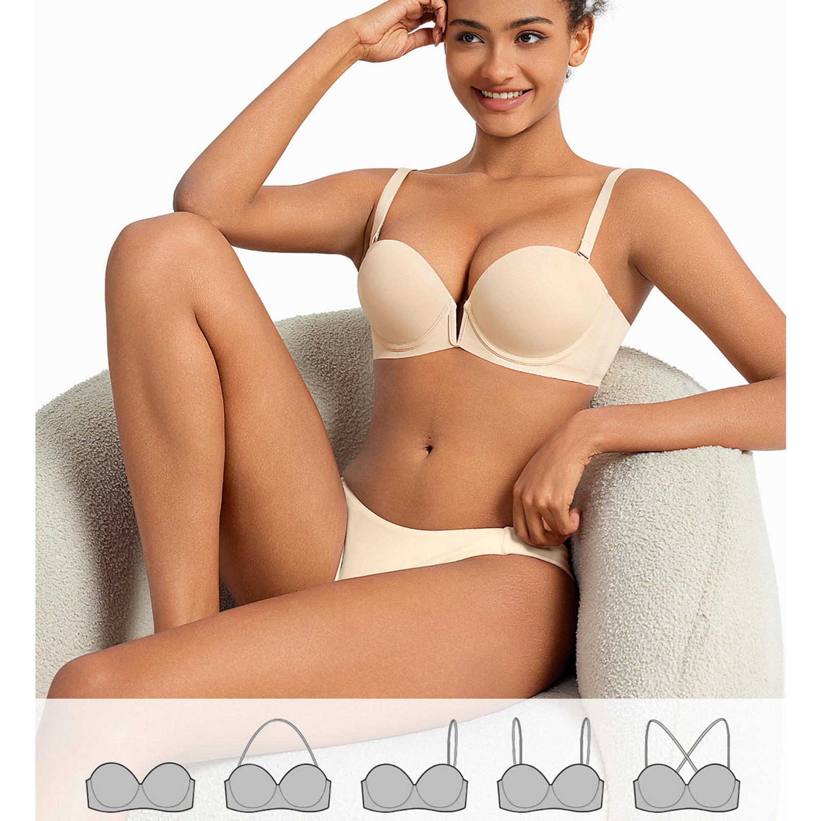 新しいブラジャープッシュアップアンダーワイヤー超パッド入りプ - Convertible Bra Multiway のレビューと価格