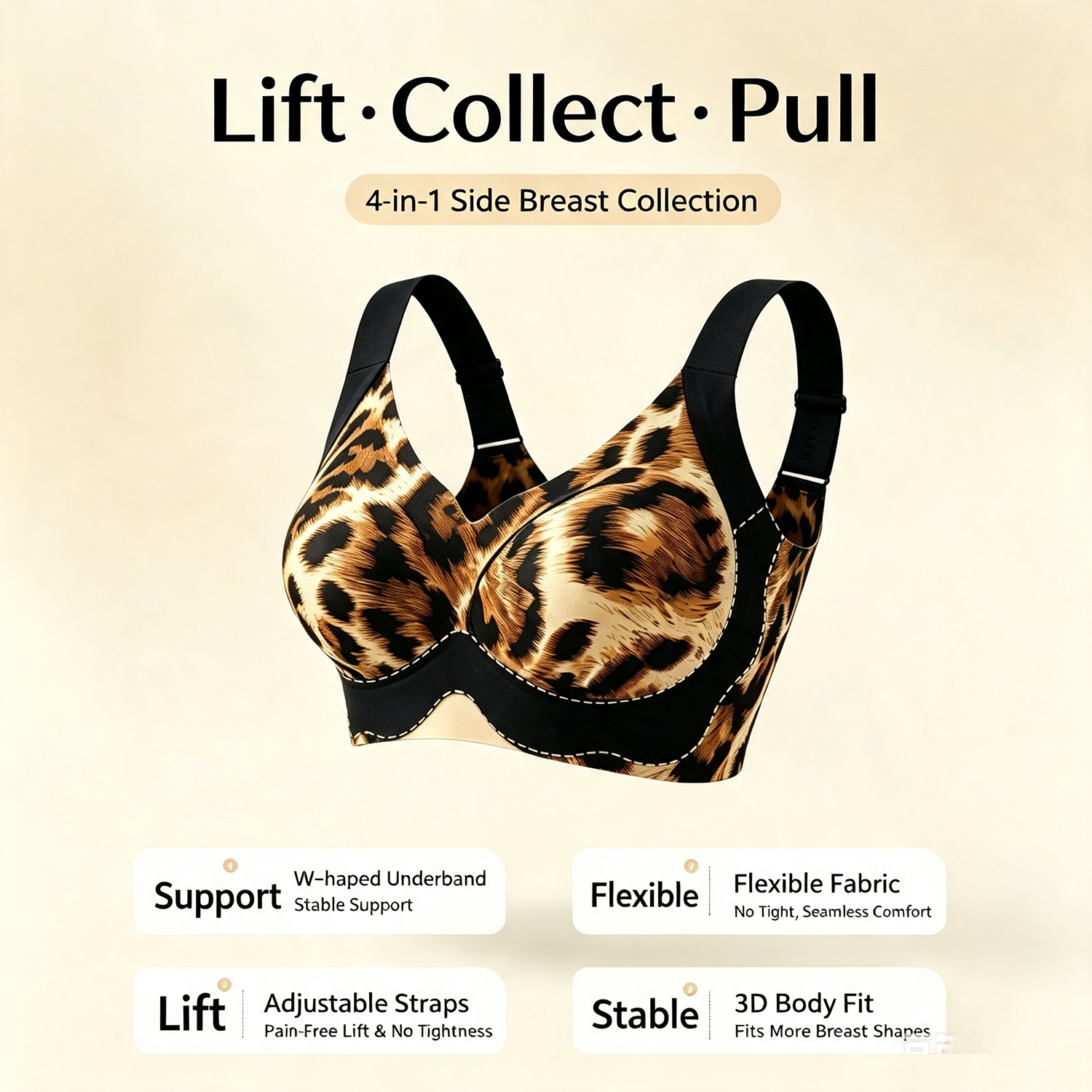 女性用プラスサイズレオパード柄ブラジャー、ジェリーソフトサポ - Full Coverage Bra のレビューと価格
