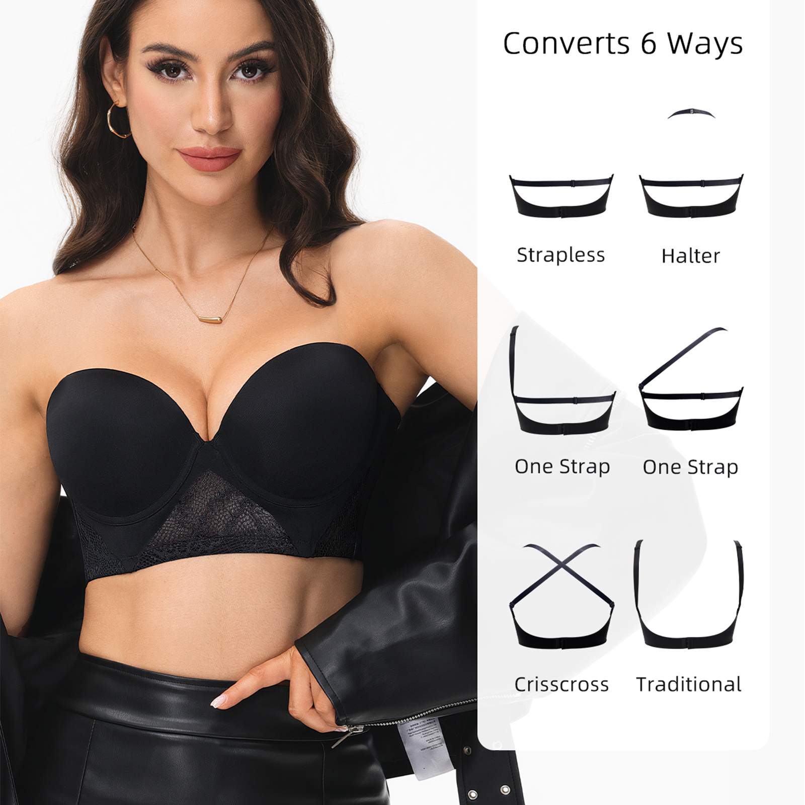 新しい女性用ブラジャー、デイリーセクシー薄型パッド入りレース - Convertible Bra Multiway のレビューと価格