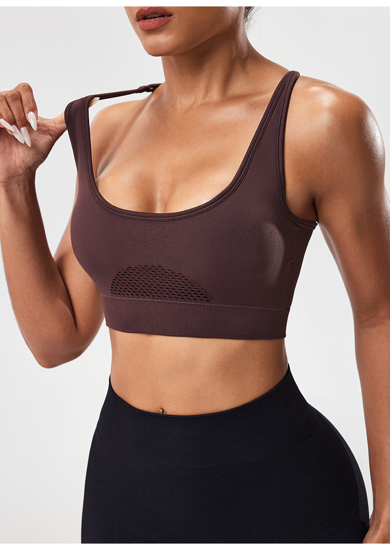 女性用ホローバック調節可能ストラップスポーツブラ通気性メッシ - Sports Bra Racerback のレビューと価格