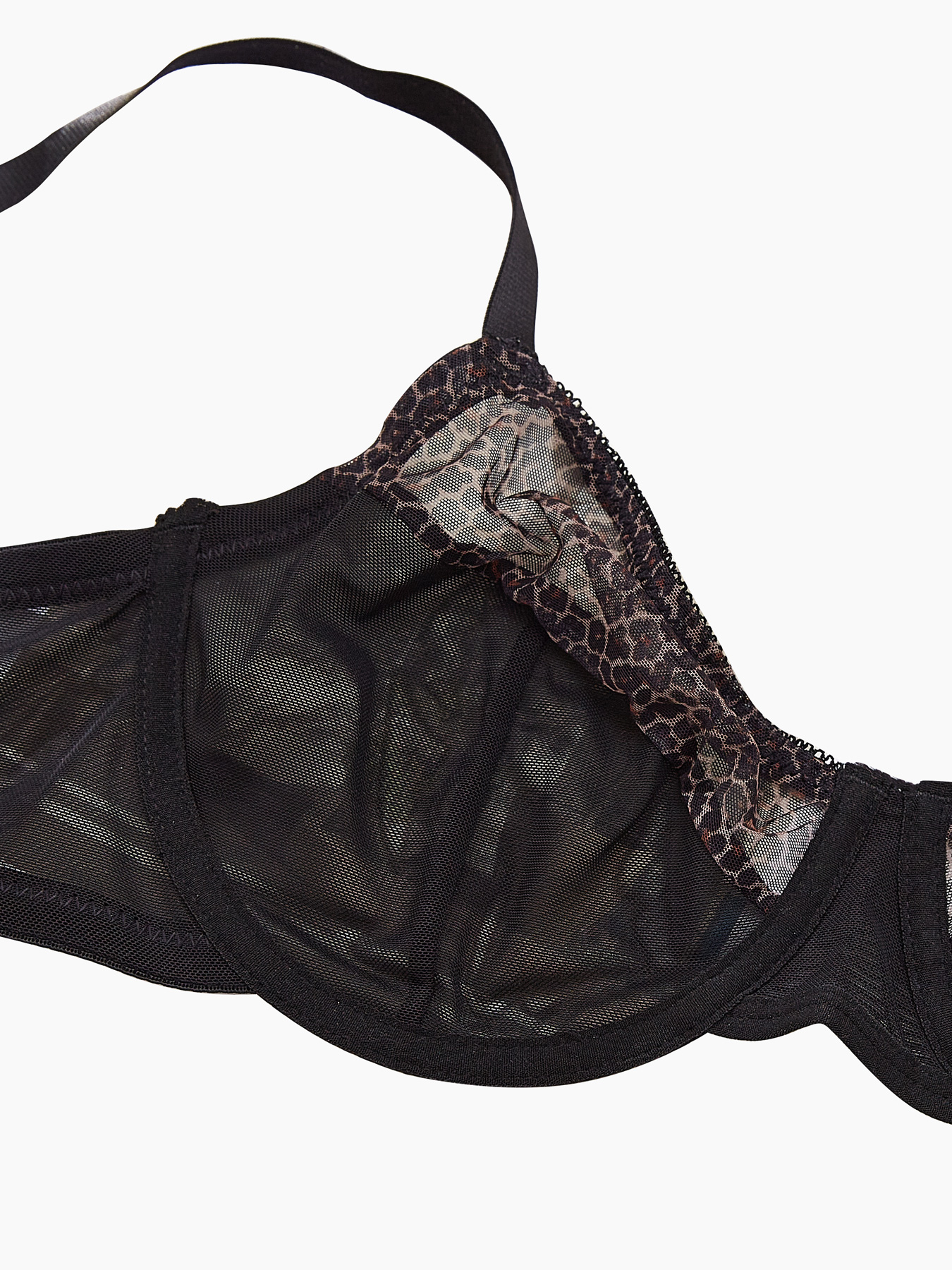 プラスサイズセクシーレオパードプリント＆ブラックコントラスト - Sheer Bra Lace のレビューと価格